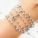 Load image into Gallery viewer, Pearl & CZ Dangle Oxidized Wire Chain. PRL10