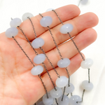 Load image into Gallery viewer, Natural Chalcedony Oxidized Wire Chain.