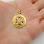 Load image into Gallery viewer, 14k Solid Gold Diamond Circle Heart Charm. GDP152