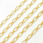 Load image into Gallery viewer, Gold Plated 925 Sterling Silver Gold Plated Textured Long and Smooth Short Oval Chain. V58GP
