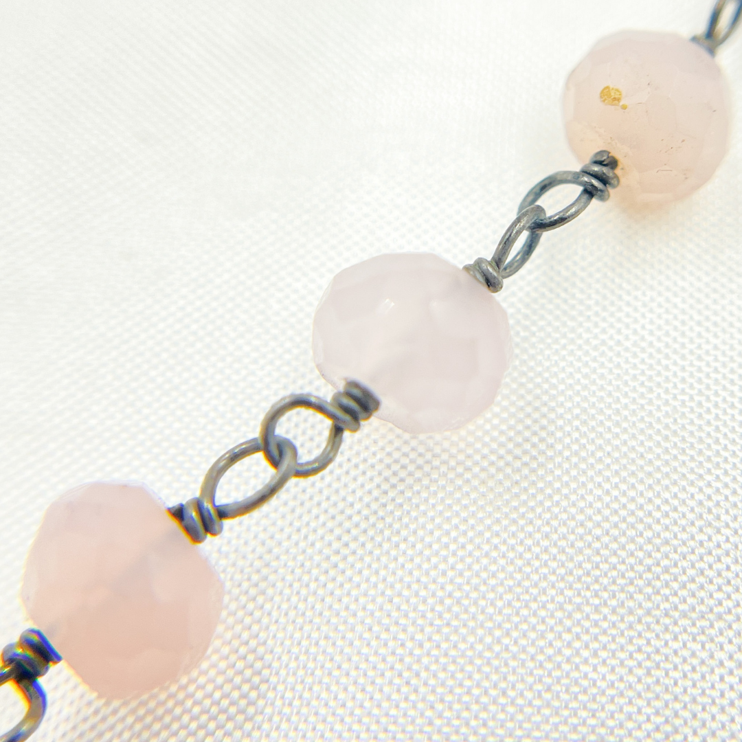 Rose Chalcedony Oxidized  Wire Chain. PCL11