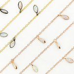 Load image into Gallery viewer, Created White Opal Marquise Shape Dangle Wire Chain