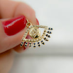 Load image into Gallery viewer, 14K Solid Gold Evil Eye Pendant with Diamonds & Stone. GDP367