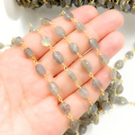 Load image into Gallery viewer, Labradorite Oval Shape Gold Plated Wire Chain. LAB121