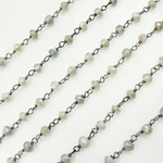 Load image into Gallery viewer, Coated Cyloni Moonstone Black Rhodium 925 Sterling Silver Wire Chain. CMS54