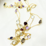 Load image into Gallery viewer, Multi Gemstone Organic Shape Gold Plated Connected Wire Chain. MGS13
