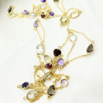 Load image into Gallery viewer, Multi Gemstone Organic Shape Gold Plated Connected Wire Chain. MGS13