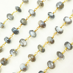 Load image into Gallery viewer, Coated Grey Moonstone Gold Plated Wire Chain. CMS81