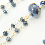 Load image into Gallery viewer, Coated Black Spinel Gold Plated Wire Chain. BSP41