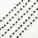 Load image into Gallery viewer, Black Spinel & Pearl Dangle 925 Sterling Silver Wire Chain. BSP61