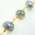 Load image into Gallery viewer, Coated Grey Moonstone Gold Plated Wire Chain. CMS81