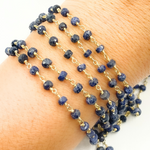 Load image into Gallery viewer, Dyed Blue Sapphire Gold Plated Wire Chain.