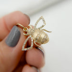 Load image into Gallery viewer, GDP13. 14K Solid Gold Diamond Bee Charm