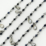 Load image into Gallery viewer, Coated Blue Silverite & CZ Dangle Oxidized Wire Chain. CBS1