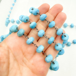 Load image into Gallery viewer, Turquoise Rondel Shape Oxidized Wire Chain. TRQ32