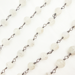 Load image into Gallery viewer, Rainbow Moonstone Round Shape Oxidized Wire Chain. WMS23