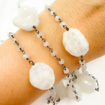 Load image into Gallery viewer, White Moonstone Fancy Oxidized Wire Chain. WMS28