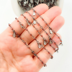 Load image into Gallery viewer, Garnet & CZ Dangle Oxidized Wire Chain. GAR7