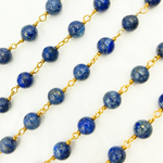 Load image into Gallery viewer, Lapis Lazuli Round Gold Plated Wire Chain