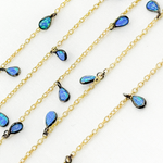 Load image into Gallery viewer, Created Blue Opal Rectangular Shape Dangle Chain. CBO6
