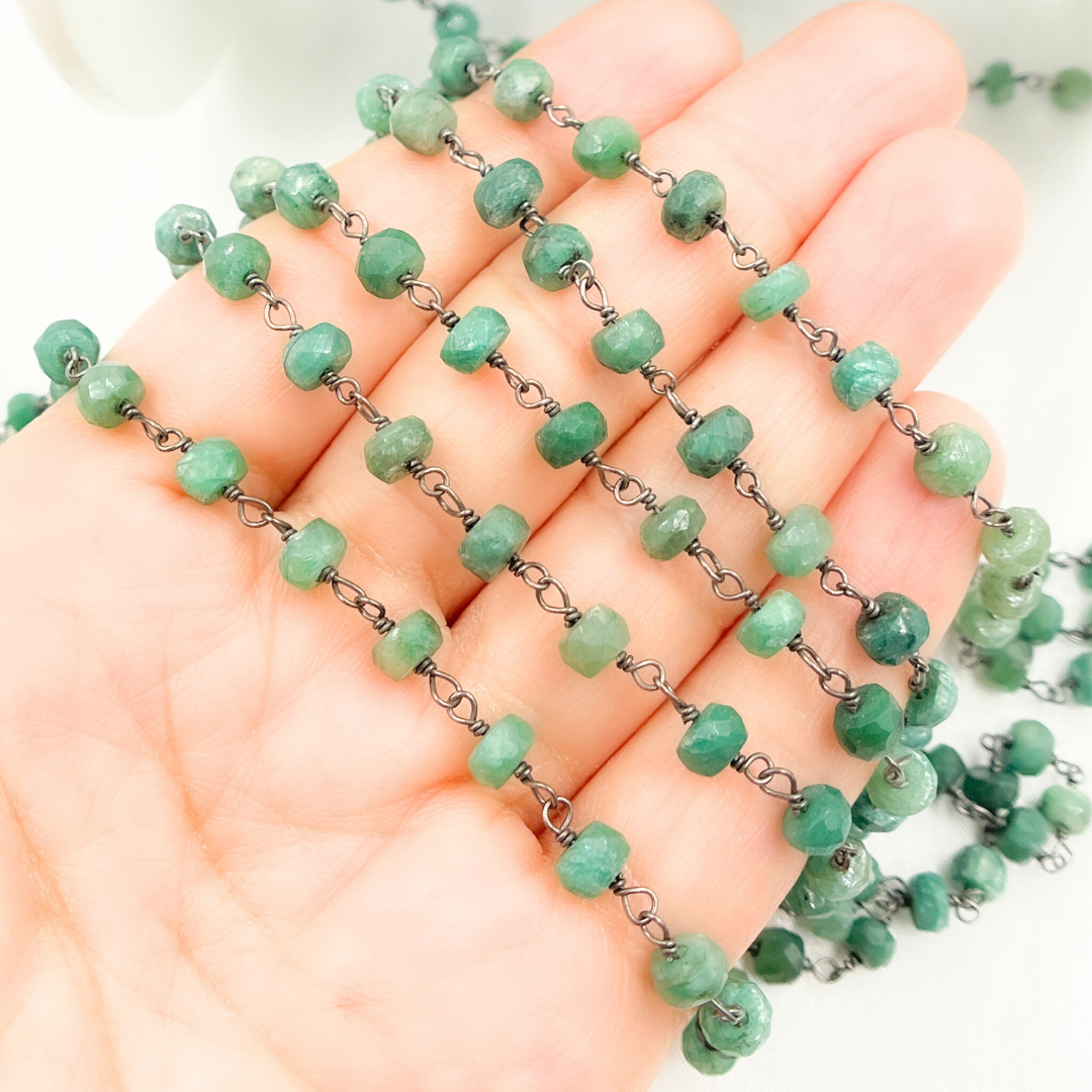 Dyed Emerald Oxidized Wire Chain. DYE2
