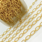 Load image into Gallery viewer, Gold Plated 925 Sterling Silver Gold Plated Textured Long and Smooth Short Oval Chain. V58GP
