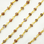 Load image into Gallery viewer, Chocolate Moonstone Gold Plated Wire Chain. MS44