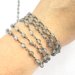 Load image into Gallery viewer, Labradorite Ball Stone Black Rhodium 925 Sterling Silver Wire Chain. LAB59