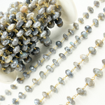 Load image into Gallery viewer, Coated Labradorite Faceted Rondel Gold Plated Wire Chain. CLB38