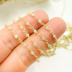 Load image into Gallery viewer, Coated Prehnite Gold Plated Wire Chain. CPR4