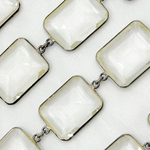 Load image into Gallery viewer, Crystal Large Rectangle Shape Bezel Oxidized Wire Chain. CR5