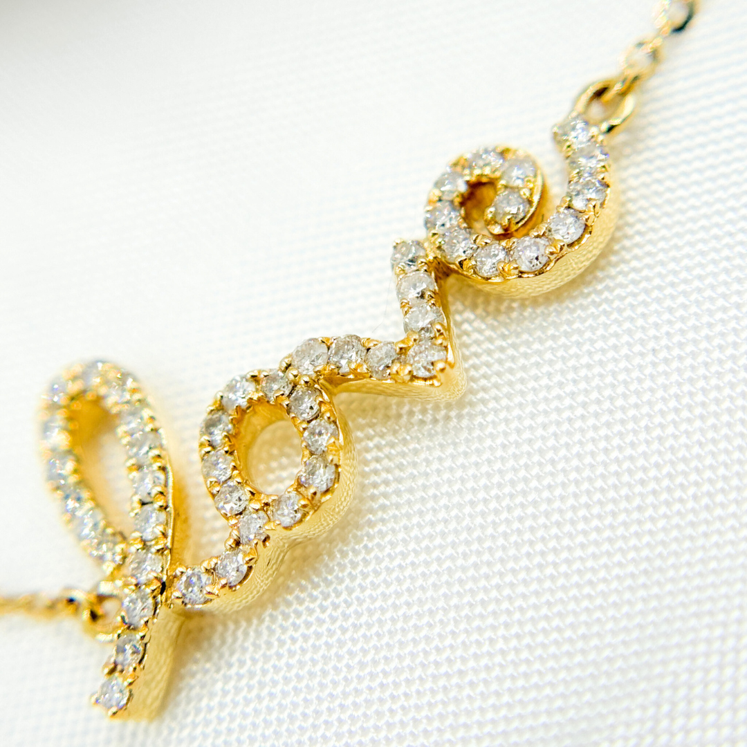 14k Solid Gold Diamond Love Word Bracelet. BFE60749