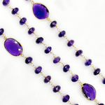 Load image into Gallery viewer, Amethyst Gold Plated 925 Sterling Silver Bezel Wire Chain. AME31
