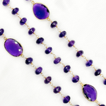 Load image into Gallery viewer, Amethyst Gold Plated 925 Sterling Silver Bezel Wire Chain. AME31