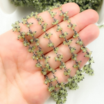 Load image into Gallery viewer, Peridot Cluster Dangle 3.5mm Oxidized Wire Chain. PER4