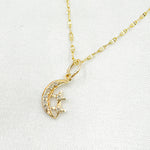 Load image into Gallery viewer, 14k Solid Gold Diamond Moon and Stars Charm. GDP296