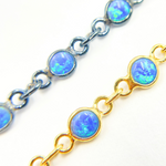 Load image into Gallery viewer, Created Blue Opal Round Shape Connected Chain