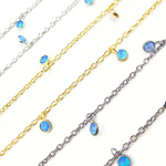 Load image into Gallery viewer, Created Blue Opal Round Shape Dangle Chain. CBO4