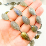 Load image into Gallery viewer, Labradorite Tear Drop Shape Wire Chain. LAB94
