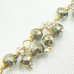 Load image into Gallery viewer, Steel Pyrite Cluster Dangle 925 Sterling Silver Wire Chain. PYR61