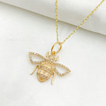 Load image into Gallery viewer, GDP13. 14K Solid Gold Diamond Bee Charm
