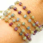 Load image into Gallery viewer, Multi Sapphire Gold Plated Wire Chain.