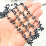 Load image into Gallery viewer, Dyed Blue Sapphire Cluster Dangle Oxidized Wire Chain. SAP11
