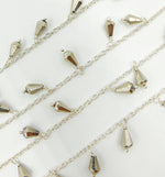 Load image into Gallery viewer, Steel Pyrite Drop Dangle 925 Sterling Silver Wire Chain. PYR24