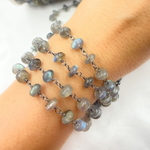 Load image into Gallery viewer, Labradorite Oxidized 925 Sterling Silver Wire Chain. LAB3
