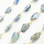 Load image into Gallery viewer, Coated Labradorite Organic Shape Gold Plated Wire Chain. CLB1