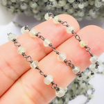 Load image into Gallery viewer, Prehnite Oxidized 925 Sterling Silver Wire Chain. CPR01