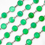 Load image into Gallery viewer, Green Onyx Round Shape Bezel Oxidized Wire Chain. ON3
