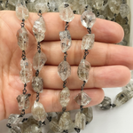 Load image into Gallery viewer, Diamond Quartz Organic Shape Oxidized Wire Chain. DQ1
