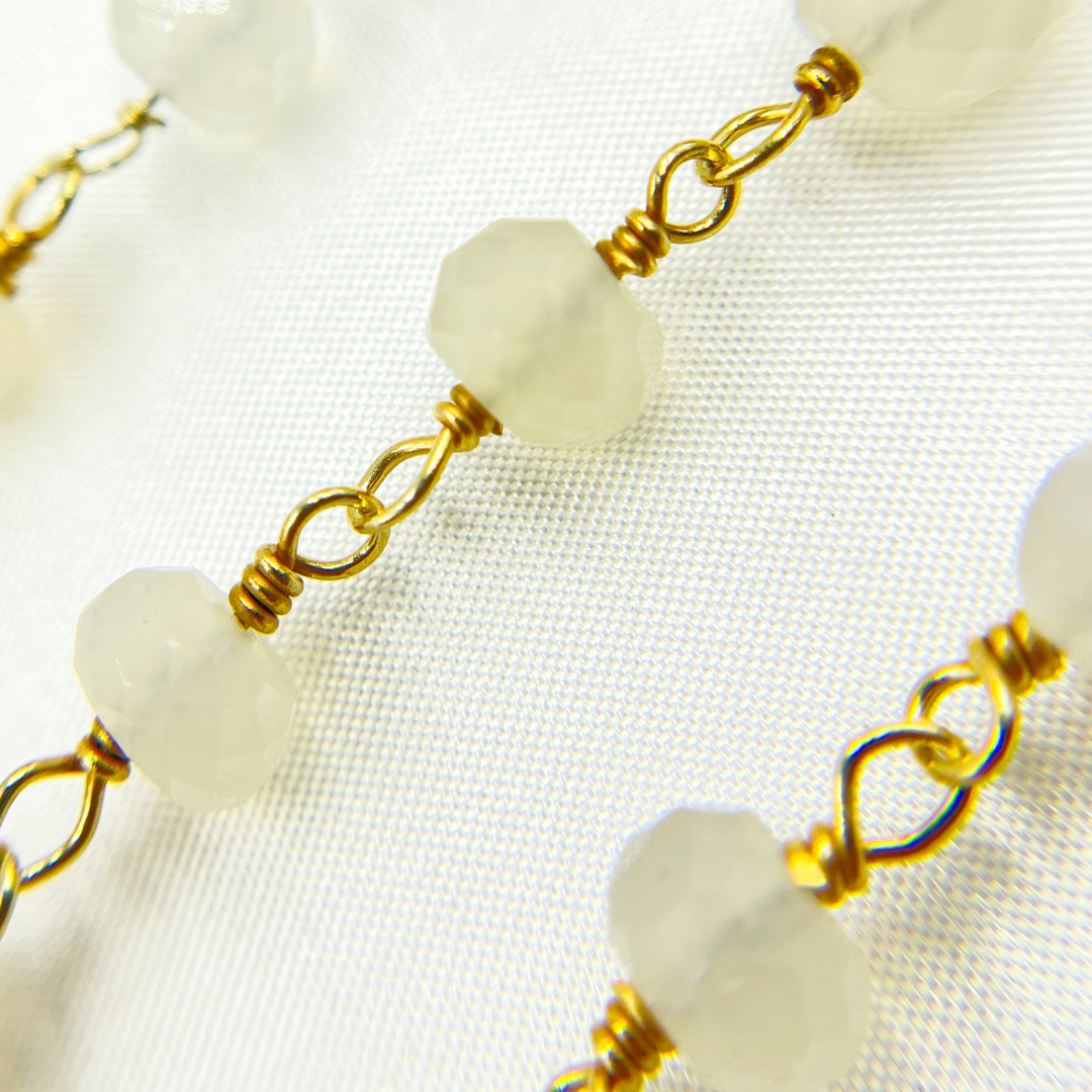 Natural Chalcedony Gold Plated Wire Chain. PCL14